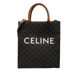 Celine Small Vertical Cabas Tote Bag Triomphe Canvas Calf Skin